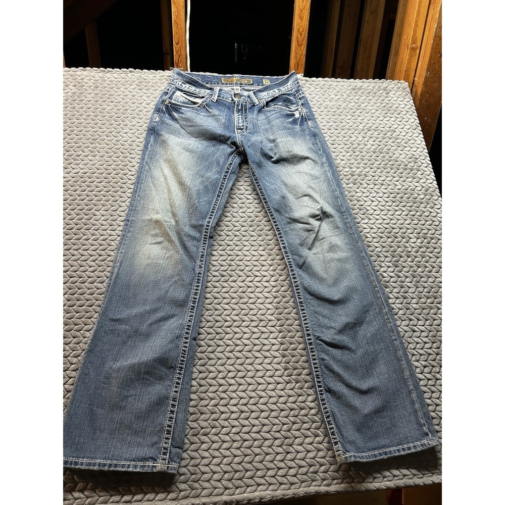BKE Justin Jeans Mens 32x34 Bootcut 100% Cotton Distressed Faded Western Y2K